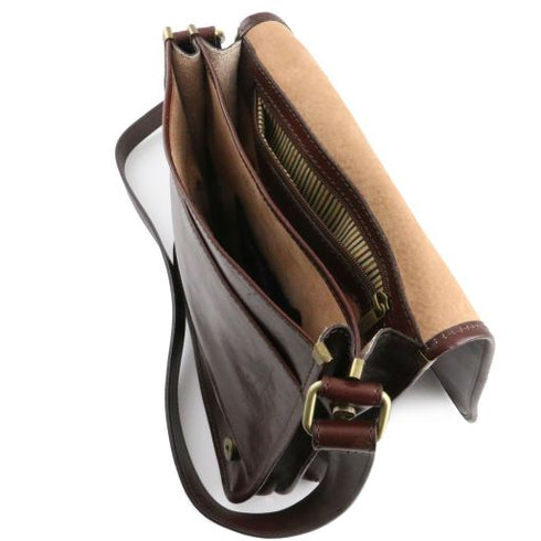 TL Messenger - Two compartments leather shoulder bag